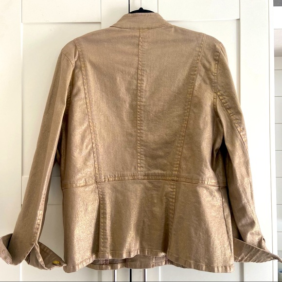 Chico’s Platinum Denim Jacket in Gold Size L - Picture 2 of 7
